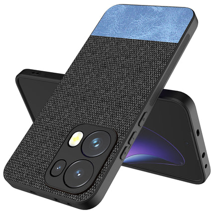 Kapa Soft Fabric & Leather Hybrid Protective Back Cover for Oppo Reno 13 Pro | Shockproof Slim Hard Anti Slip Back Case (Black,Blue)