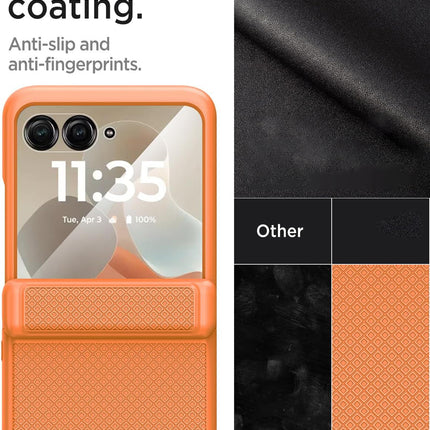 Kapa Textured Grip Hinge Protection Back Cover for Moto Razr 60/50 | with [Inbuilt Glass] Full Body Shockproof Hard Back Case (Orange)