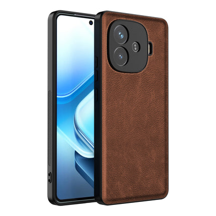 Kapa Tux Leather Back Cover for iQoo Neo 10R | Slim Shockproof Camera Protection Bumper Case (Brown) - Mobizang