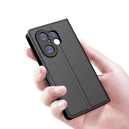 Kapa Noble Slim Magnetic Leather Flip Case Cover for Vivo X200 FE 5G | Card Holder Stand Flip Wallet Case (Black) - Mobizang