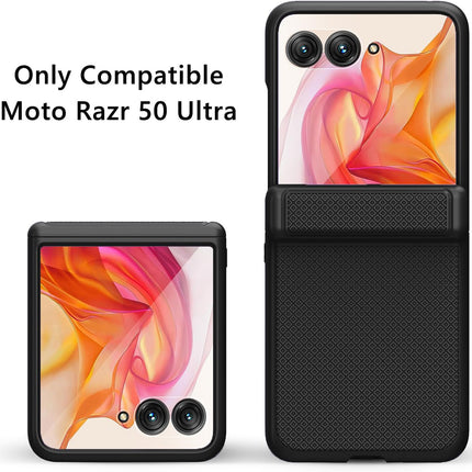 Kapa Textured Grip Hinge Protection Back Cover for Moto Razr 50 Ultra| with [Inbuilt Glass] Full Body Shockproof Hard Back Case (Black)