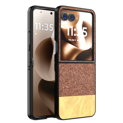 Kapa Soft Fabric & Leather Hybrid Protective Back Cover for Moto Razr 60 Ultra | Shockproof Slim Hard Anti Slip Back Case (Brown)
