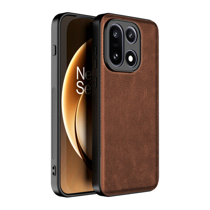 Kapa Tux Leather Back Cover for OnePlus 15 | Slim Shockproof Camera Protection Bumper Case (Brown) - Mobizang