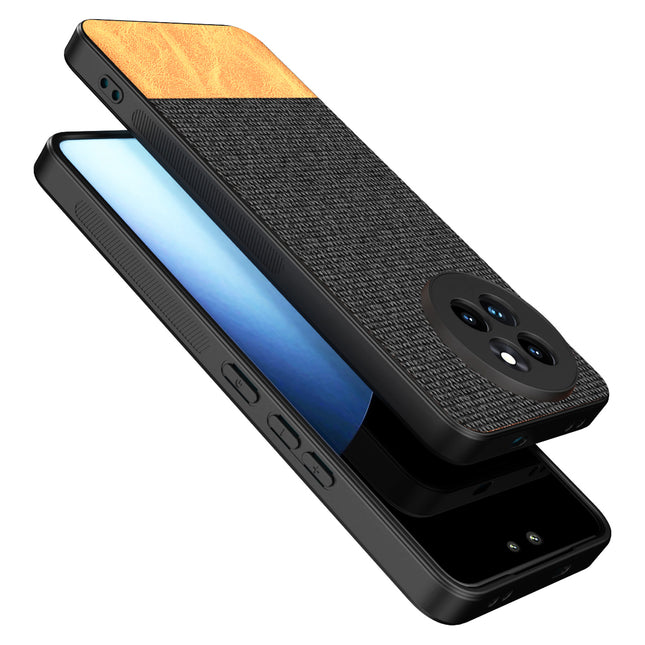 Kapa Soft Fabric & Leather Hybrid Protective Back Cover for Xiaomi 14 Civi | Shockproof Slim Hard Anti Slip Back Case (Black,Brown)