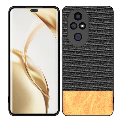 Kapa Soft Fabric & Leather Hybrid Protective Back Cover for Honor 200 Pro (5G) | Shockproof Slim Hard Anti Slip Back Case (Black,Brown)