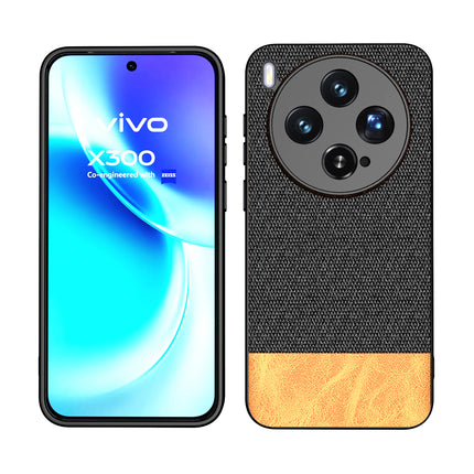 Kapa Soft Fabric & Leather Hybrid Protective Back Cover for Vivo X300 5G | Shockproof Slim Hard Anti Slip Back Case (Black,Brown)
