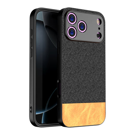 Kapa Soft Fabric & Leather Hybrid Protective Back Cover for Apple iPhone 17 Pro Max | Shockproof Slim Hard Anti Slip Back Case (Black,Brown)