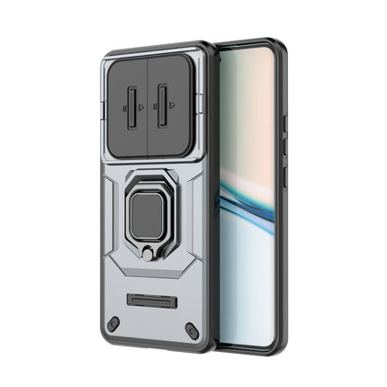 Kapa Armor Slider Back Cover for Redmi Note 15 5G | Inbuilt Ring + Camera Slider Shockproof Lens Protection Bumper Back Case (Grey)