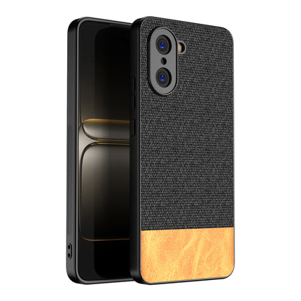 Kapa Soft Fabric & Leather Hybrid Protective Back Cover for OnePlus Nord CE 5 | Shockproof Slim Hard Anti Slip Back Case (Black,Brown)