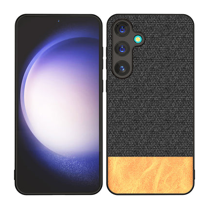 Kapa Soft Fabric & Leather Hybrid Protective Back Cover for Samsung Galaxy A55 (5G) | Shockproof Slim Hard Anti Slip Back Case (Black,Brown)