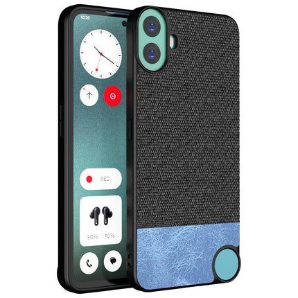 Kapa Soft Fabric & Leather Hybrid Protective Back Cover for Nothing CMF Phone 1 | Shockproof Slim Hard Anti Slip Back Case (Black,Blue)