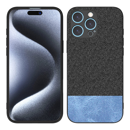 Kapa Soft Fabric & Leather Hybrid Protective Back Cover for Apple iPhone 16 Pro | Shockproof Slim Hard Anti Slip Back Case (Black,Blue)