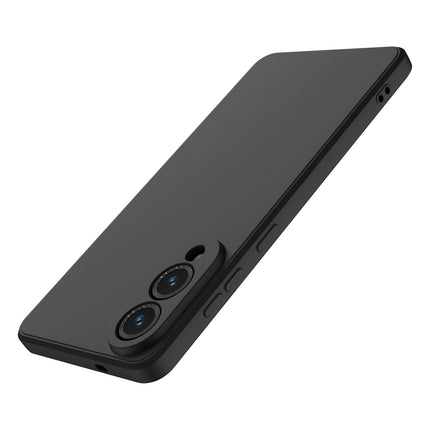 Kapa Matte Protective Lens Flexible Back Cover for Samsung Galaxy S25 Edge | Slim Silicone with Soft Lining Shockproof Full Body Bumper Case (Black) - Mobizang