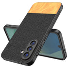 Kapa Soft Fabric & Leather Hybrid Protective Back Cover for Samsung Galaxy A36 | Shockproof Slim Hard Anti Slip Back Case (Black,Brown)
