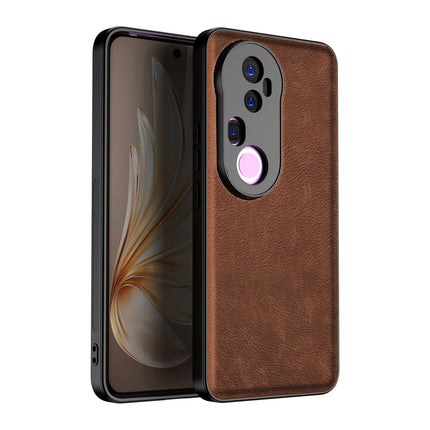 Kapa Tux Leather Back Cover for Vivo T4 Ultra 5G | Slim Shockproof Camera Protection Bumper Case (Brown) - Mobizang