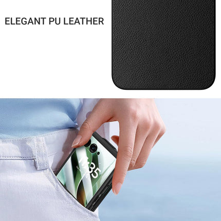 Kapa Leather Hinge Protection Back Cover for Moto Razr 60 Ultra| with [Inbuilt Glass] Full Body Shockproof Hard Back Case (Black) - Mobizang