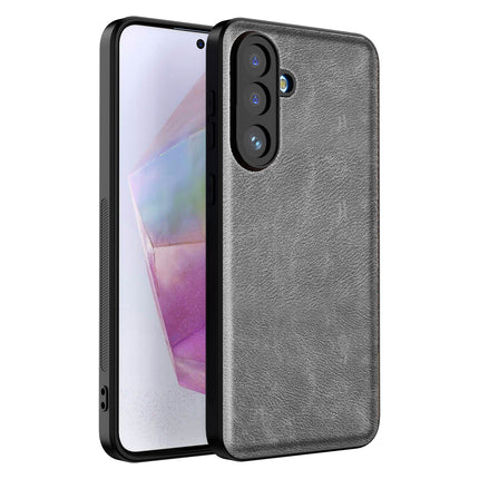 Kapa Tux Leather Back Cover for Samsung Galaxy M36 / F36 5G | Slim Shockproof Camera Protection Bumper Case (Grey)
