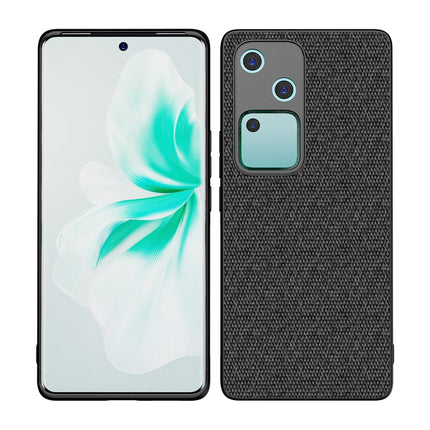 Kapa Soft Full Fabric Protective Back Case Cover for Vivo V30 (5G) | Shockproof Slim Hard Anti Slip Back Case (Black)