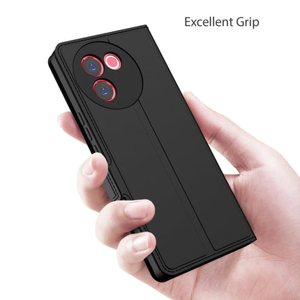 Kapa Noble Slim Magnetic Leather Flip Case Cover for Vivo V30E (5G) | Card Holder Stand Flip Wallet Case (Black) - Mobizang