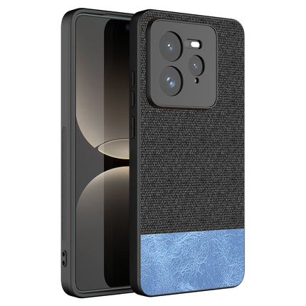 Kapa Soft Fabric & Leather Hybrid Protective Back Cover for Realme GT 7 PRO | Shockproof Slim Hard Anti Slip Back Case (Black,Blue)