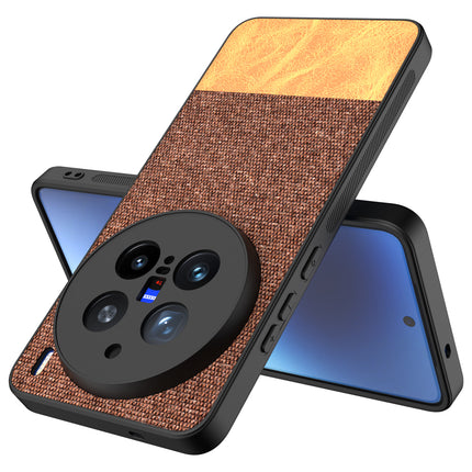 Kapa Soft Fabric & Leather Hybrid Protective Back Cover for Vivo X200 Pro (5G) | Shockproof Slim Hard Anti Slip Back Case (Brown) - Mobizang