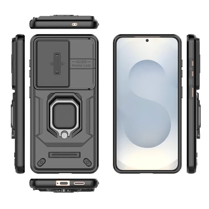 Kapa Armor Slider Back Cover for Samsung Galaxy S26 | Inbuilt Ring + Camera Slider Shockproof Lens Protection Bumper Back Case (Black)