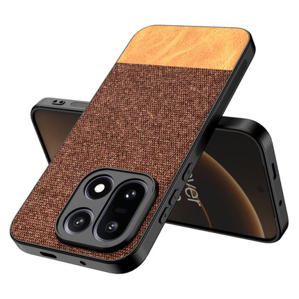 Kapa Soft Fabric & Leather Hybrid Protective Back Cover for OnePlus 15 | Shockproof Slim Hard Anti Slip Back Case (Brown)
