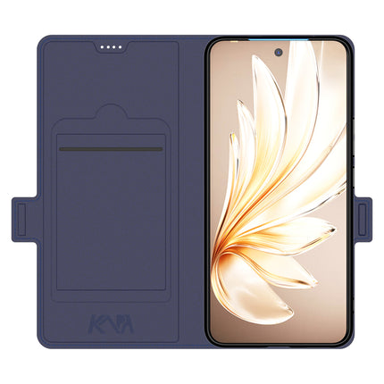 Kapa Noble Slim Magnetic Leather Flip Case Cover for Vivo T4 Ultra 5G | Card Holder Stand Flip Wallet Case (Blue) - Mobizang