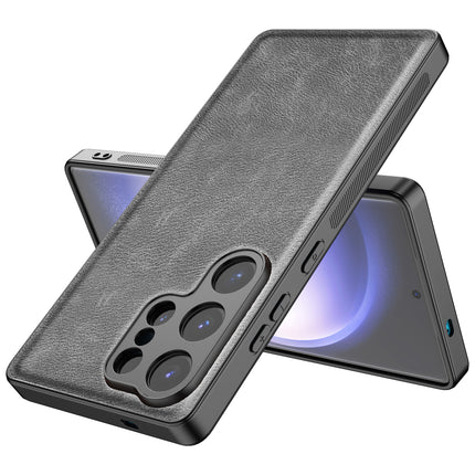 Kapa Tux Leather Back Cover for Samsung Galaxy S25 Ultra | Slim Shockproof Camera Protection Bumper Case (Grey) - Mobizang