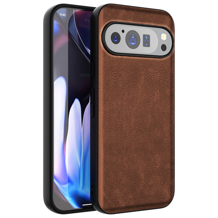 Kapa Tux Leather Back Cover for Google Pixel 9 / Pixel 9 PRO | Slim Shockproof Camera Protection Bumper Case (Brown)