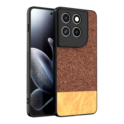 Kapa Soft Fabric & Leather Hybrid Protective Back Cover for Moto Edge 70 | Shockproof Slim Hard Anti Slip Back Case (Brown)