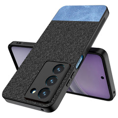 Kapa Soft Fabric & Leather Hybrid Protective Back Cover for Realme 14X | Shockproof Slim Hard Anti Slip Back Case (Black,Blue) - Mobizang