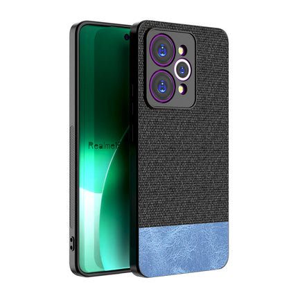 Kapa Soft Fabric & Leather Hybrid Protective Back Cover for Realme 15 Pro 5G | Shockproof Slim Hard Anti Slip Back Case (Black,Blue)
