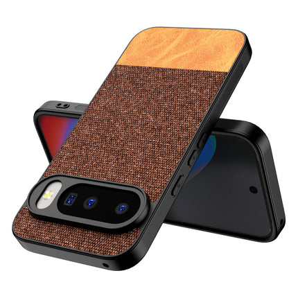 Kapa Soft Fabric & Leather Hybrid Protective Back Cover for Google Pixel 10 | Shockproof Slim Hard Anti Slip Back Case (Brown)