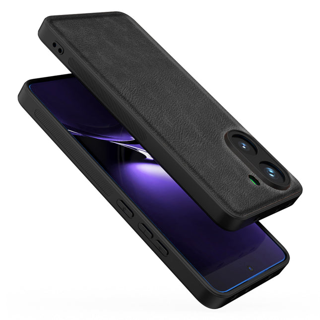 Kapa Tux Leather Back Cover for Poco X7 Pro 5G | Slim Shockproof Camera Protection Bumper Case (Black)