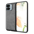 Kapa Tux Leather Back Cover for Google Pixel 9 Pro Fold | Slim Shockproof Camera Protection Bumper Case (Grey) - Mobizang