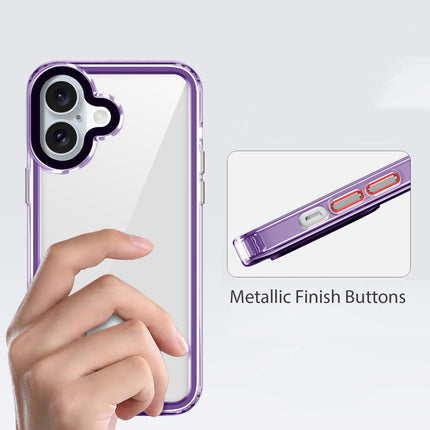 Kapa Warrior Acrylic Clear Back Cover For Apple iPhone 16 Plus | Slim Shockproof [Military Grade Protection] Hybrid Bumper Case (Purple Sides)