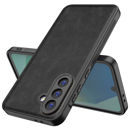 Kapa Tux Leather Back Cover for Samsung Galaxy A16 | Slim Shockproof Camera Protection Bumper Case (Black)