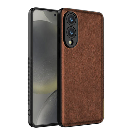 Kapa Tux Leather Back Cover for Samsung Galaxy S25 Edge | Slim Shockproof Camera Protection Bumper Case (Brown) - Mobizang