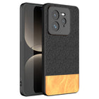 Kapa Soft Fabric & Leather Hybrid Protective Back Cover for Realme GT 7 PRO | Shockproof Slim Hard Anti Slip Back Case (Black,Brown) - Mobizang