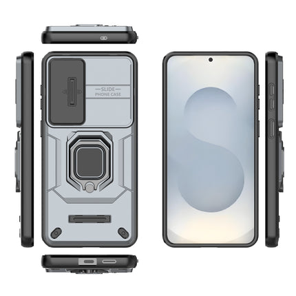 Kapa Armor Slider Back Cover for Samsung Galaxy S26 Plus | Inbuilt Ring + Camera Slider Shockproof Lens Protection Bumper Back Case (Grey)
