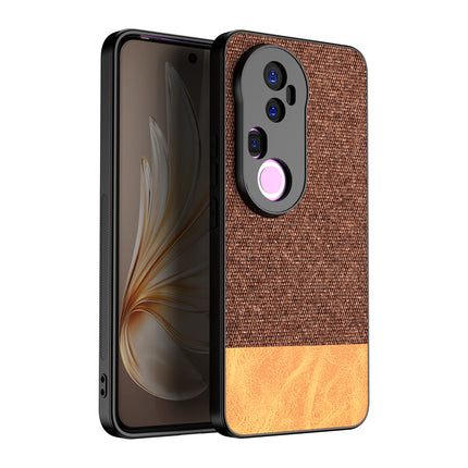 Kapa Soft Fabric & Leather Hybrid Protective Back Cover for Vivo T4 Ultra 5G | Shockproof Slim Hard Anti Slip Back Case (Brown)