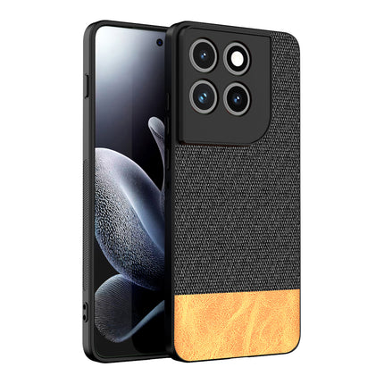 Kapa Soft Fabric & Leather Hybrid Protective Back Cover for Moto Edge 70 | Shockproof Slim Hard Anti Slip Back Case (Black,Brown)