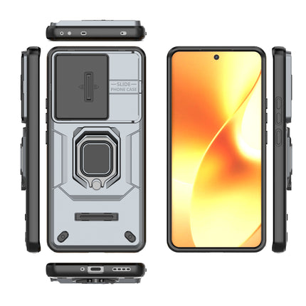 Kapa Armor Slider Back Cover for Realme 15 Pro 5G | Inbuilt Ring + Camera Slider Shockproof Lens Protection Bumper Back Case (Grey)