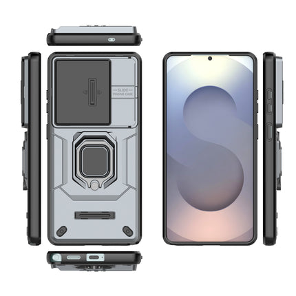 Kapa Armor Slider Back Cover for Samsung Galaxy S26 Ultra | Inbuilt Ring + Camera Slider Shockproof Lens Protection Bumper Back Case (Grey)
