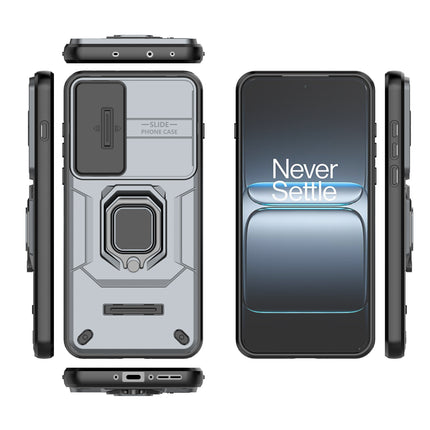 Kapa Armor Slider Back Cover for OnePlus Nord 5 | Inbuilt Ring + Camera Slider Shockproof Lens Protection Bumper Back Case (Grey)
