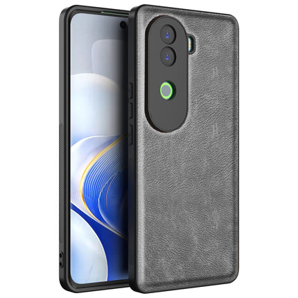 Kapa Tux Leather Back Cover for Vivo V40E / iQOO Z9S | Slim Shockproof Camera Protection Bumper Case (Grey)