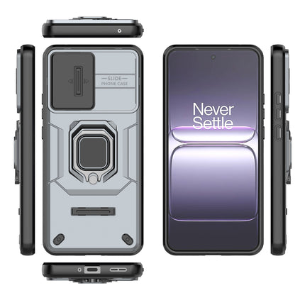 Kapa Armor Slider Back Cover for OnePlus Nord CE 5 | Inbuilt Ring + Camera Slider Shockproof Lens Protection Bumper Back Case (Grey)