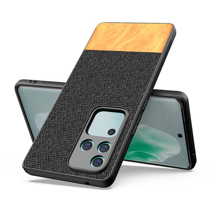Kapa Soft Fabric & Leather Hybrid Protective Back Cover for Vivo V30 Pro (5G) | Shockproof Slim Hard Anti Slip Back Case (Black,Brown)