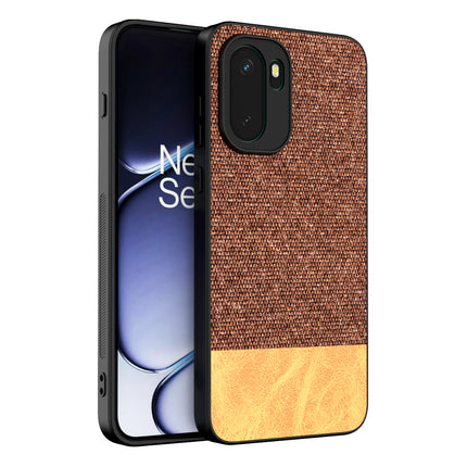 Kapa Soft Fabric & Leather Hybrid Protective Back Cover for OnePlus 15R | Shockproof Slim Hard Anti Slip Back Case (Brown)